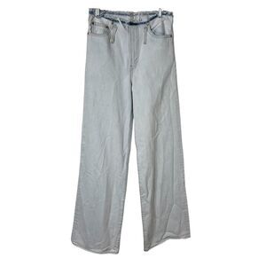 Levis Juniors Size 26 Raw Waist Hem Bleach Wash Wide Leg Jeans Women's